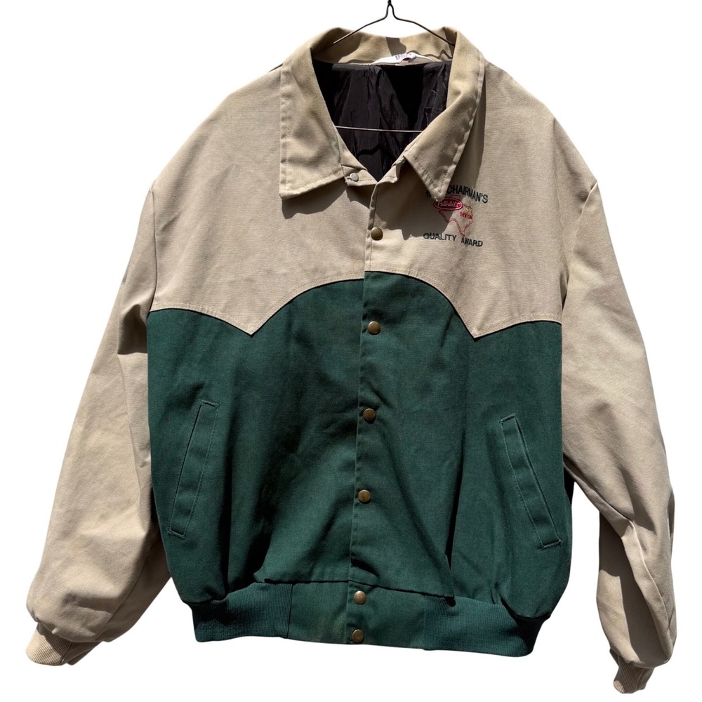 VTG  WestArk Peterbilt 1996 Chairmans Award Jacket Mens 3XL Tan Green USA Made